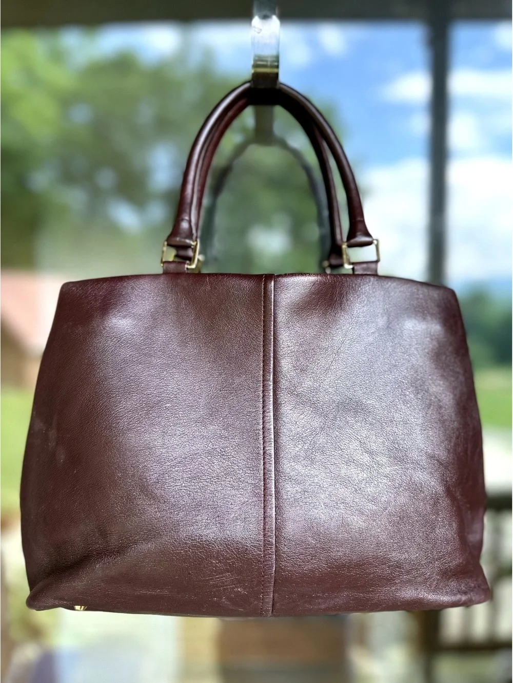 Vintage Etienne Aigner Leather Burgundy Satchel with 2 Wallets